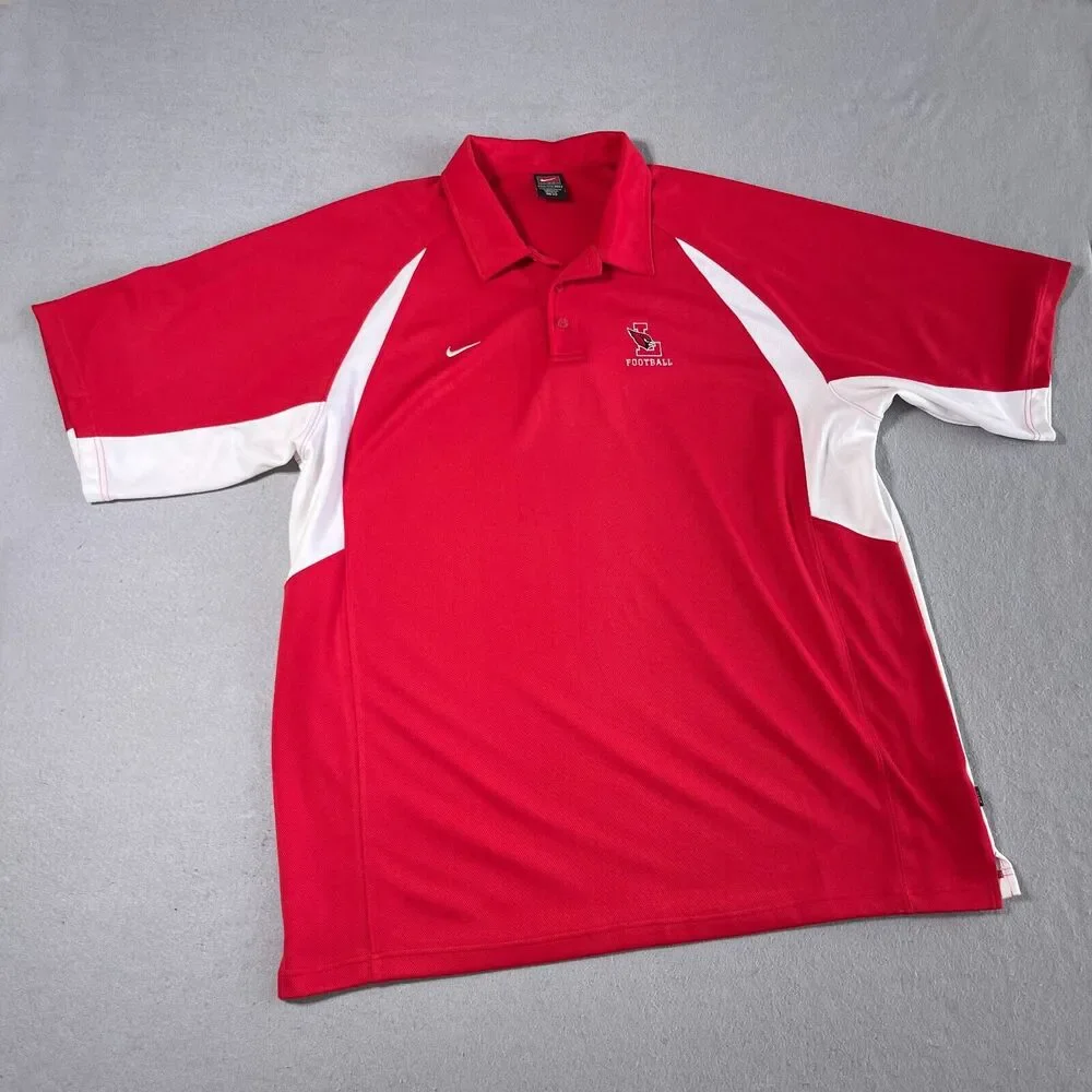 VTG Louisville Cardinals Nike Polo Shirt Men XXL Red Dri-Fit‎ Football Coaches
